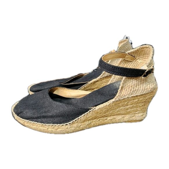 Toni Pons Women's Caldes Espadrille Linen Spain Black Wedge Sandal Size 8 - Picture 5 of 10